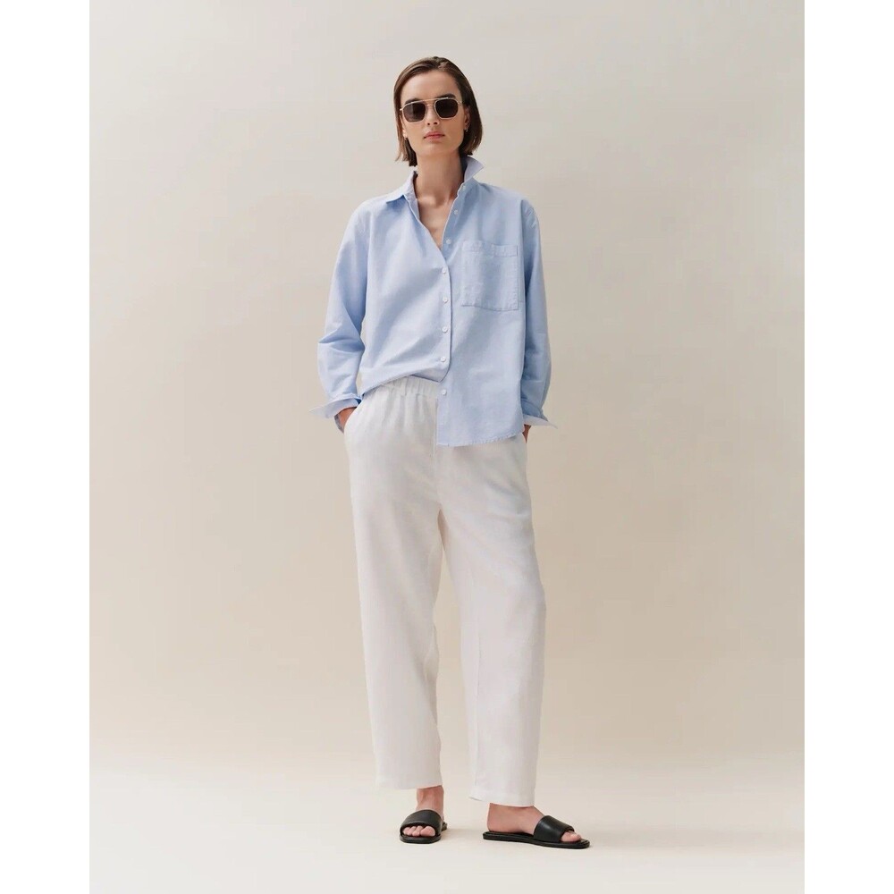 QUINCE White XL Linen Pants 100% European Linen 25” Inseam Straight Leg Oversize